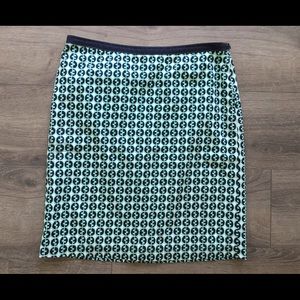 Boden Geometric Print Green Cotton Skirt Women's Size 10R